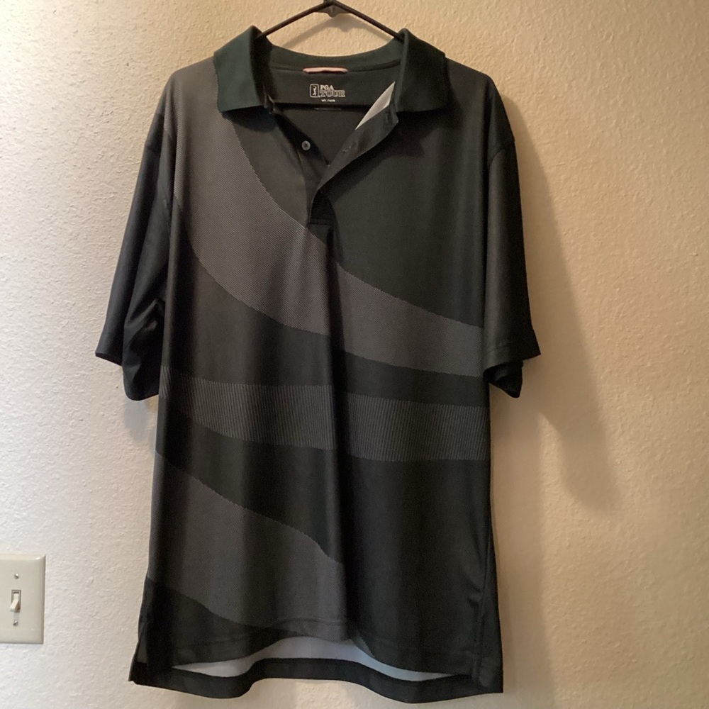 PGA Tour Black and Gray Performance Polo Shirt